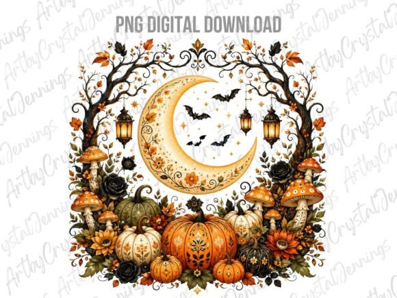 Download Celestial Autumn Moon Pumpkin PNG - Moon Collection