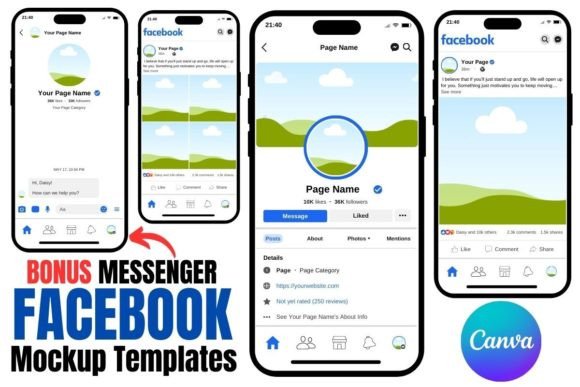 Download Facebook Mockup Templates Canva + Bonus - Book Collection
