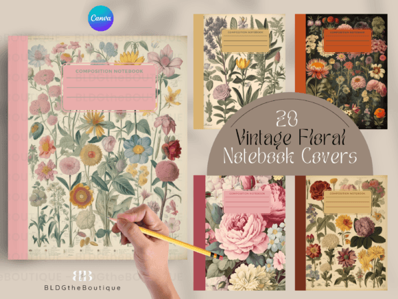 Download Vintage Floral Notebook Cover KDP PLR - Book Collection