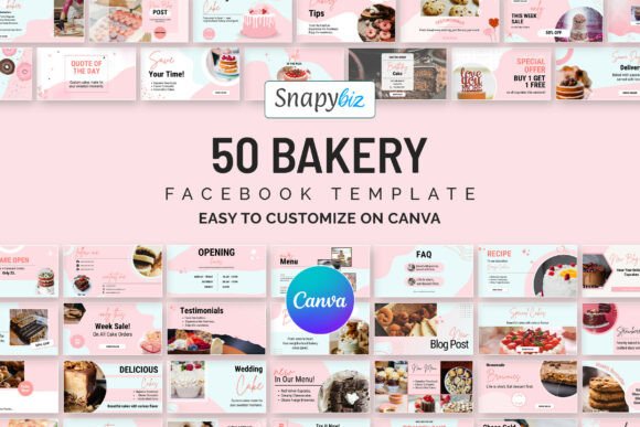 Download Bakery Facebook Canva Post Templates - Book Collection