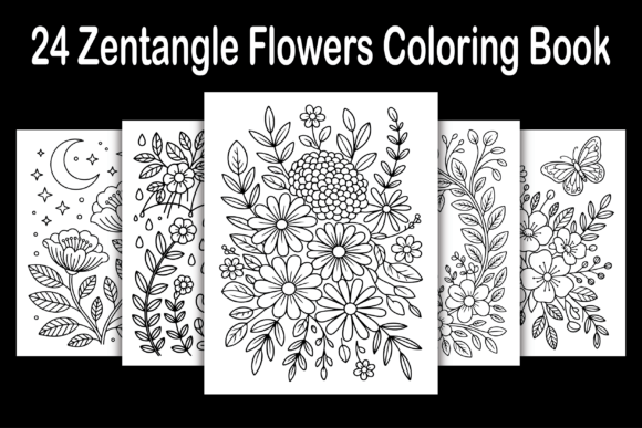 Download 24 Zentangle Flowers Coloring Book - Book Collection