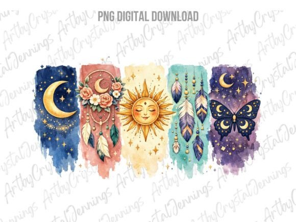 Download Boho Sun Moon Butterfly Dream Catcher - Moon Collection