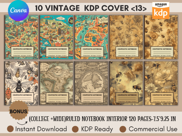 Download 10 Vintage Composition Book Covers Canva - Book Collection