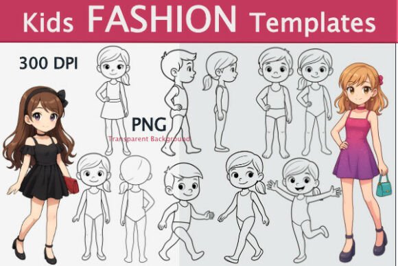 Download Kids Fashion Sketchbook Templates PNG - Book Collection