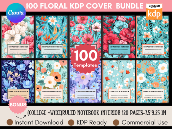 Download Floral Composition Notebook Covers KDP - Book Collection
