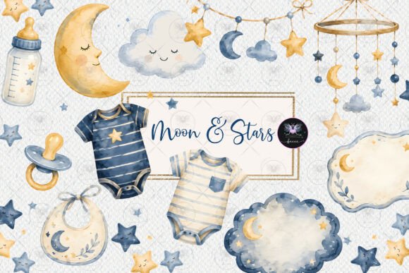 Download Moon &amp; Stars Baby Clipart - Moon Collection