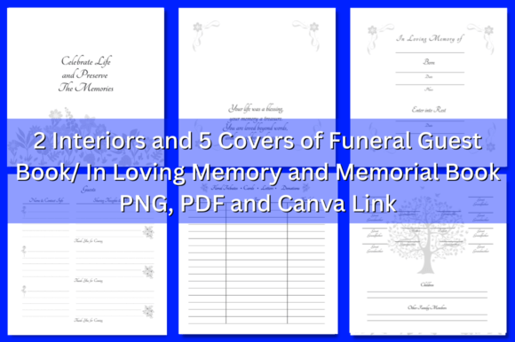 Download 2 Funeral Guest Book Interior + 5 Covers - Book Collection