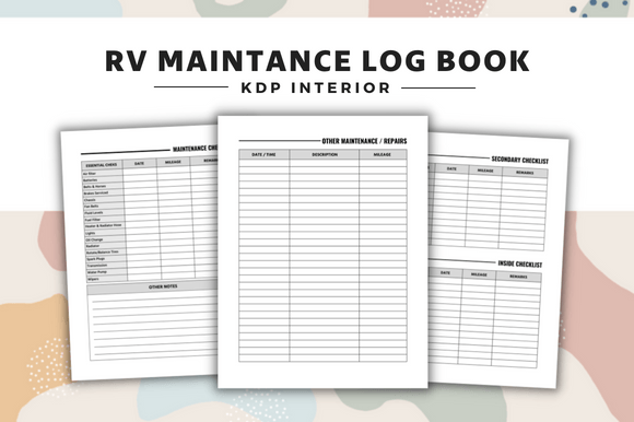 Download RV Maintenance Log Book Interior - Book Collection