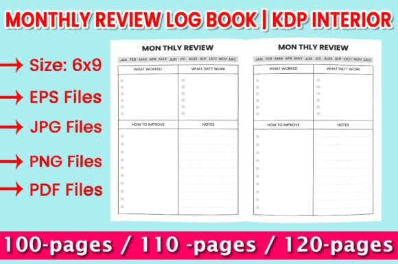 Download Monthly Review Log Book | KDP Interior - Book Collection