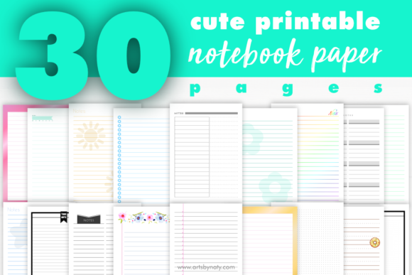 Download 30 Cute Printable Notebook Paper Pages. - Book Collection
