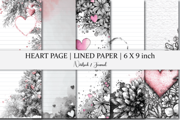 Download Notebook | Lined Paper | Heart Pink Tone - Book Collection