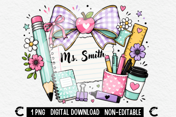Download Custom Teacher Name Purple Coquette Bow - Premium Resources